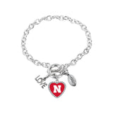 Aminco International NCAA Nebraska Cornhuskers Charmed Love Football Bracelet