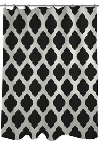 All Over Moroccan - Black White Shower Curtain by OBC 71 X 74