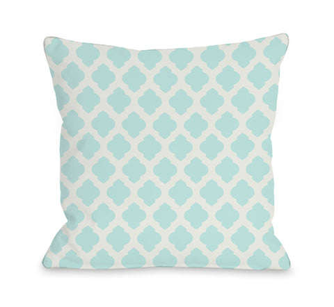 All Over Moroccan - Fair Aqua Throw Pillow by OBC 18 X 18