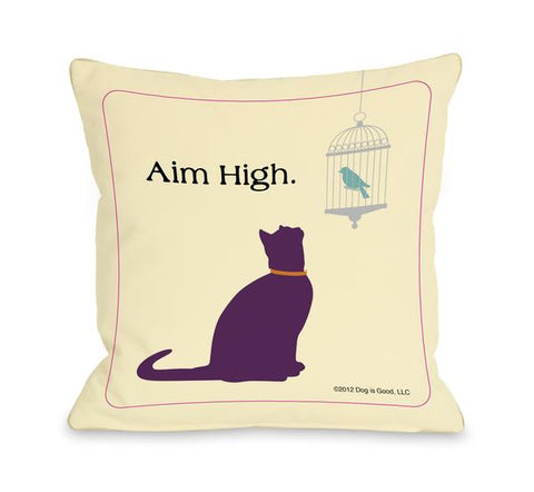 Aim High Cat Throw Pillow by Dog Is Good