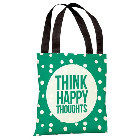 Think Happy Thoughts Dot - Emerald Tote Bag by