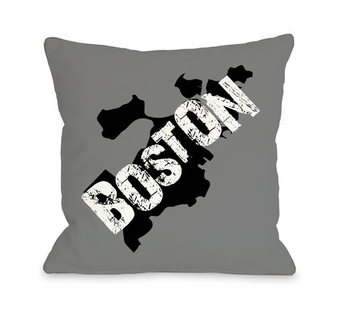 Boston City Silohuette - Gray Black White Throw Pillow by OBC 18 X 18
