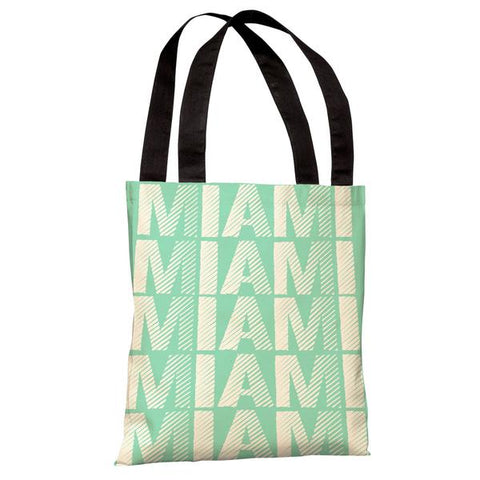 Miami Repeat - Aqua White Tote Bag by