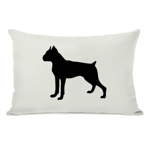 Boxer Silhouette - Ivory Black 14x20 Throw Pillow by