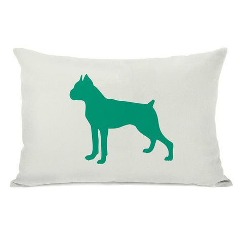 Boxer Silhouette - Ivory Emerald Throw Pillow by