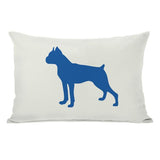 Boxer Silhouette - Ivory Strong Blue Throw Pillow by