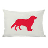 Golden Retriever Silhouette - Ivory Lipstick Red Throw Pillow by
