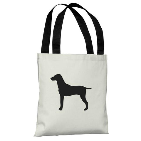 Large Mixed Breed Silhouette - Ivory Black Tote Bag by