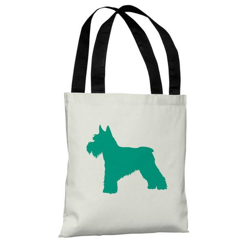 Schnauzer Silhouette - Ivory Emerald Tote Bag by
