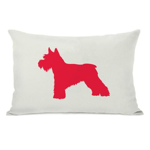 Schnauzer Silhouette - Ivory Lipstick Red Throw Pillow by