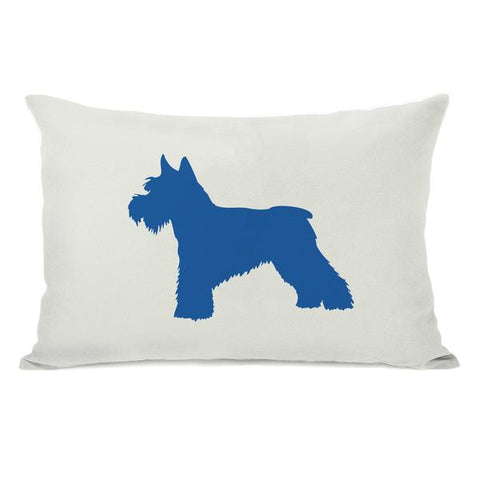 Schnauzer Silhouette - Ivory Strong Blue Throw Pillow by