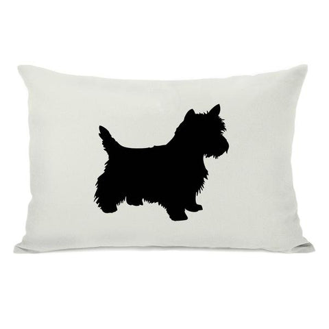 Westie Silhouette - Ivory Black Throw Pillow by