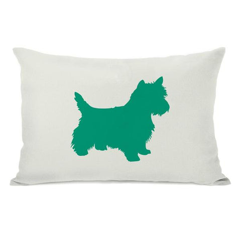 Westie Silhouette - Ivory Emerald Throw Pillow by