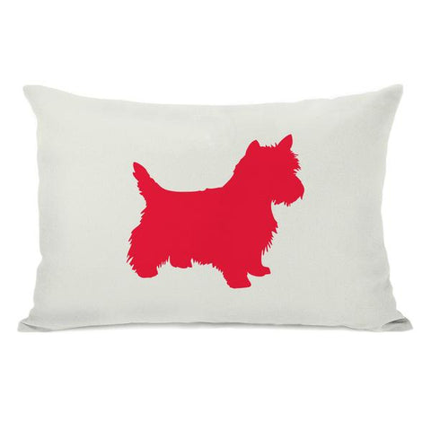 Westie Silhouette - Ivory Lipstick Red Throw Pillow by