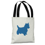 Westie Silhouette - Ivory Strong Blue Tote Bag by