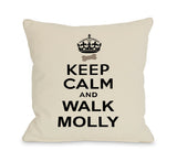 Personalized Keep Calm and Walk Dog - Ivory Black Throw Pillow by OBC 18 X 18