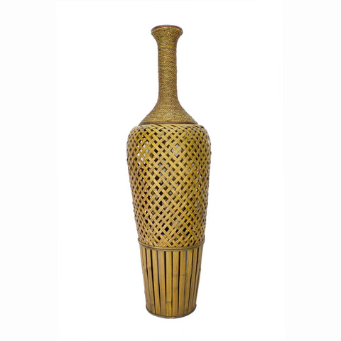 ArtFuzz 41 inch Silver Metal and Bamboo Vase