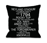 Knoxville Tennessee Landmarks - Black White Throw Pillow by OBC 18 X 18