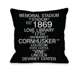 Lincoln Nebraska Landmarks - Black White Throw Pillow by OBC 18 X 18