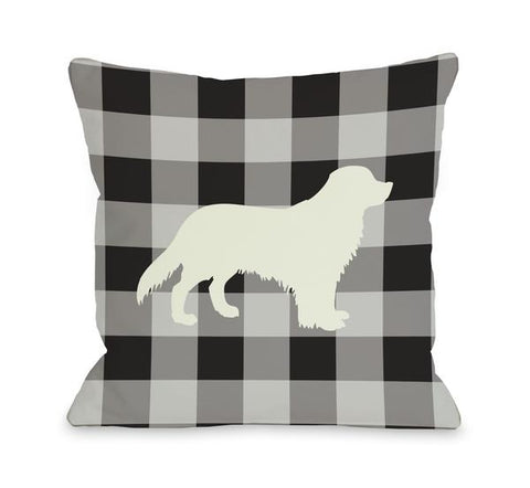 Gingham Silhouette Golden - Charcoal Throw Pillow by