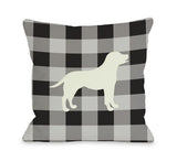 Gingham Silhouette Lab - Charcoal Throw Pillow by