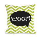 Chevron Woof Talk Bubble - Lime Throw Pillow by