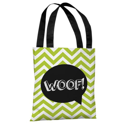 Chevron Woof Talk Bubble - Lime Tote Bag by