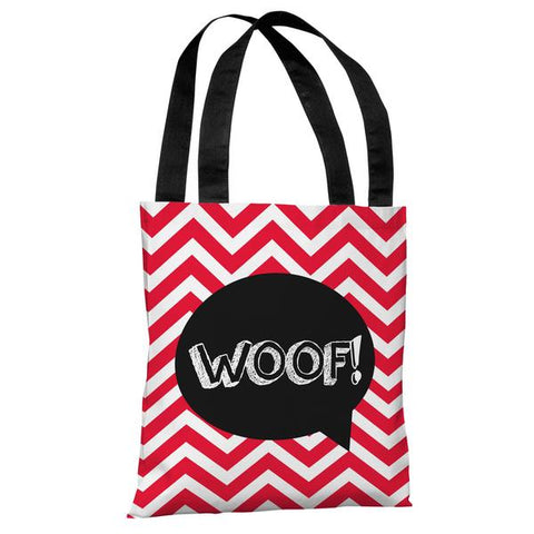 Chevron Woof Talk Bubble - Red Tote Bag by