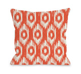 Kelly Ikat - Orange Ivory Throw Pillow by OBC 18 X 18
