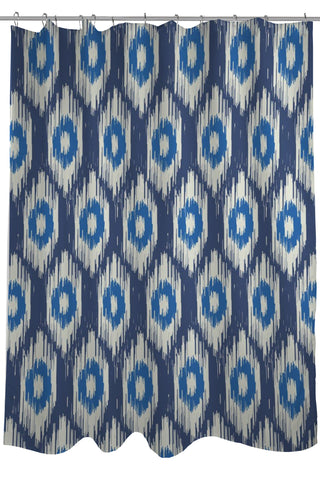 Kelly Ikat - Blue Multi Shower Curtain by OBC 71 X 74