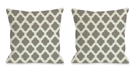 All Over Moroccan - Gray Throw Pillow by OBC 18 X 18