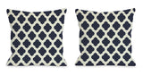 All Over Moroccan - Navy Ivory Lumbar Pillow by OBC 14 X 20