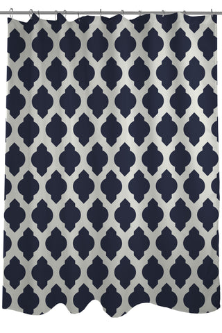All Over Moroccan - Navy Ivory Shower Curtain by OBC 71 X 74