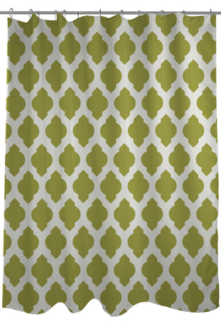 All Over Moroccan - Oasis Green Ivory Shower Curtain by OBC 71 X 74