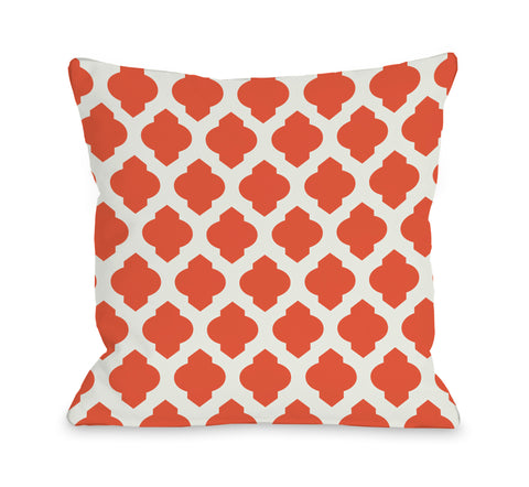 All Over Moroccan - Orange Ivory Lumbar Pillow by OBC 14 X 20