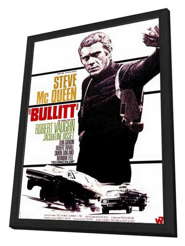 Bullitt 11 x 17 Movie Poster - French Style B - in Deluxe Wood Frame