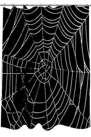 All Over Spider Webs - Black White Shower Curtain by