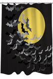 Flock of Bats Moon - Black Yellow Shower Curtain by
