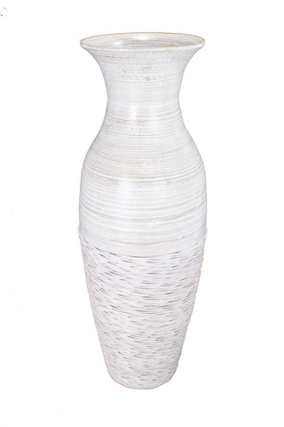 ArtFuzz 29 inch Spun Bamboo Floor Vase - Distressed White