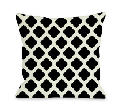 All Over Moroccan - Black Ivory Throw Pillow by OBC 18 X 18