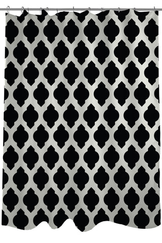 All Over Moroccan - Black Ivory Shower Curtain by OBC 71 X 74