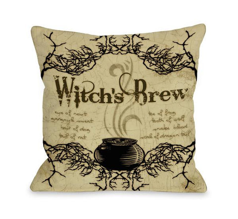 Witch's Brew - Tan Multi Throw Pillow by Kate Ward Thacker