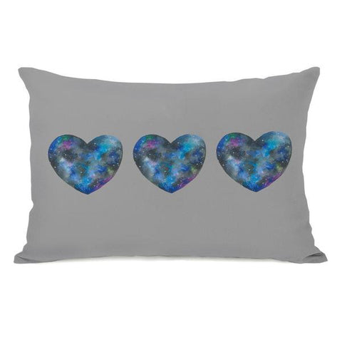 Triple Cosmic Heart - Gray Multi Throw Pillow by Ana Victoria Calderon