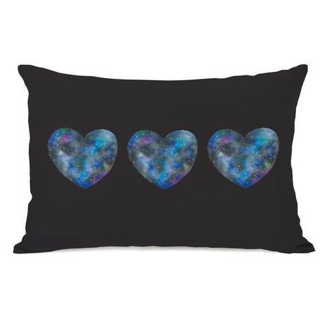 Triple Cosmic Heart - Black Multi Throw Pillow by Ana Victoria Calderon