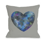 Single Cosmic Heart - Gray Multi Throw Pillow by Ana Victoria Calderon