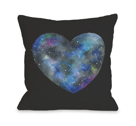 Single Cosmic Heart - Black Multi Throw Pillow by Ana Victoria Calderon
