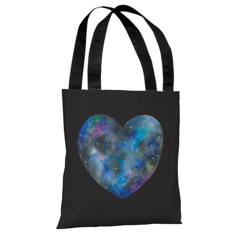 Single Cosmic Heart - Black Multi Tote Bag by Ana Victoria Calderon
