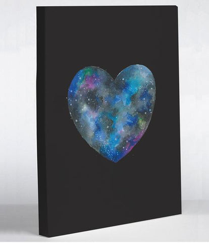 Single Cosmic Heart - Black Multi Canvas Wall Decor by Ana Victoria Calderon