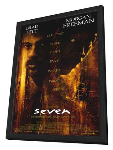 Seven 11 x 17 Movie Poster - Style A - in Deluxe Wood Frame