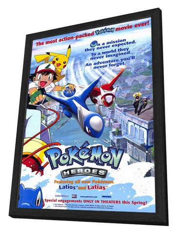 Pokemon Heroes 11 x 17 Movie Poster - Style A - in Deluxe Aluminum Frame